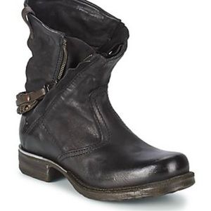 A.S.98 Saint Metal Zip. Black Leather Boots